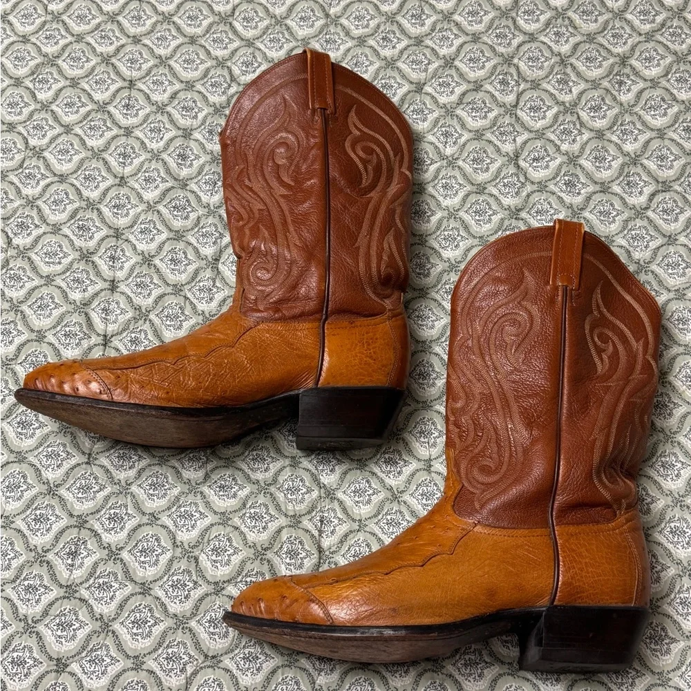 Tony Lama Brown Leather Men’s Western Cowboy Boots Size 12 D Workwear Classic